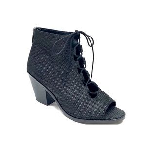 Eileen Fisher- Slew Black Lace Up Open Toe Bootie